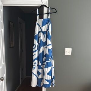 Blue and White Patterned Women's Dress